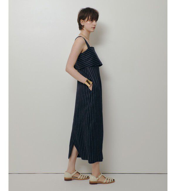 allureville「リネンストライプジャンパーワンピース」|ワンピース|