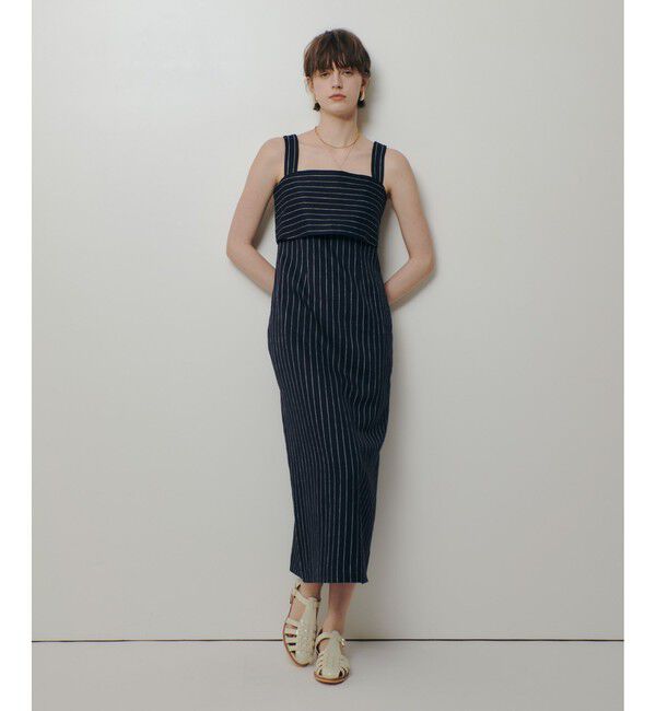 allureville「リネンストライプジャンパーワンピース」|ワンピース|