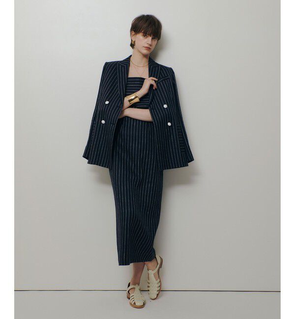 allureville「リネンストライプジャンパーワンピース」|ワンピース|