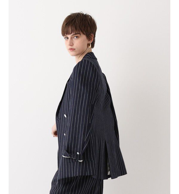 allureville「リネンストライプダブルジャケット」|テーラードジャケット|