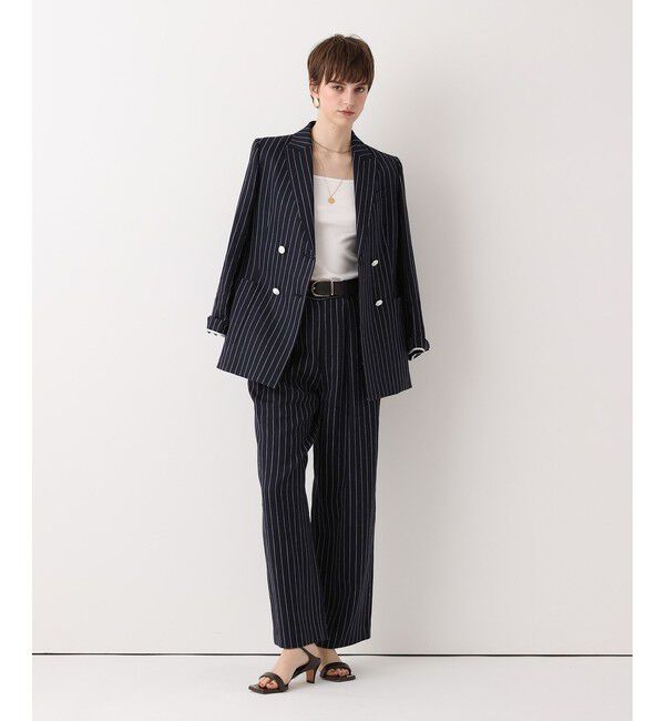 allureville「リネンストライプダブルジャケット」|テーラードジャケット|