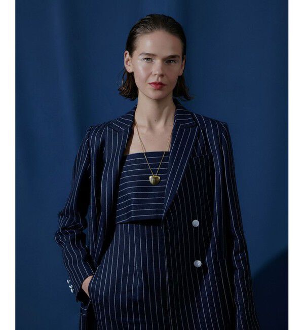 allureville「リネンストライプダブルジャケット」|テーラードジャケット|