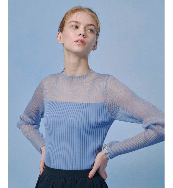 LOULOU WILLOUGHBY「【LOULOU WILLOUGHBY】シアーキリカエプルオーバー」|ニット・セーター|ブルー