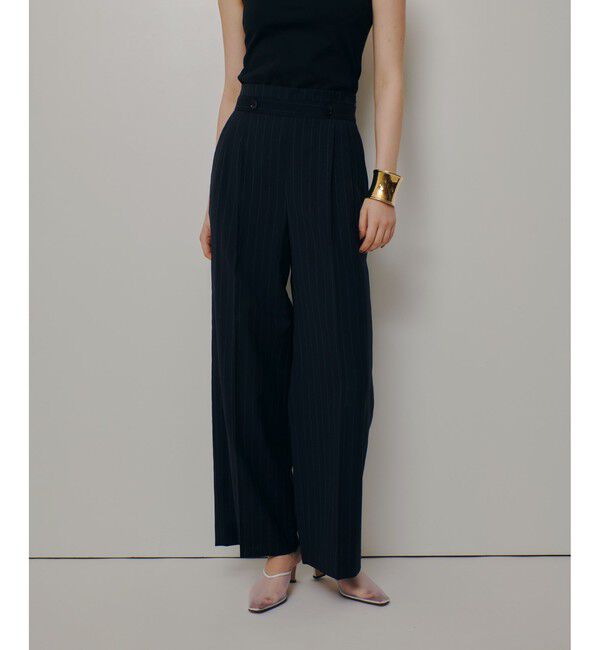 allureville「TWストライプウェストタックパンツ」|チノ|ネイビー