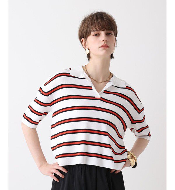 allureville「ボーダーポロ プルオーバー」|ニット・セーター|