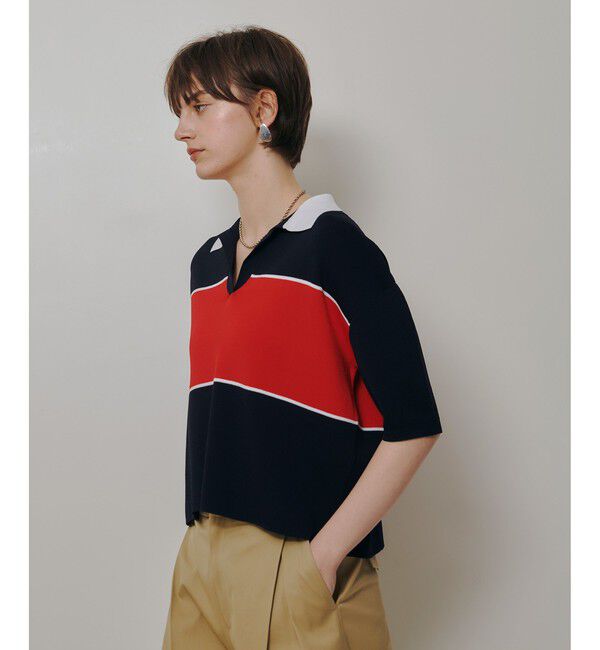 allureville「ボーダーポロ プルオーバー」|ニット・セーター|