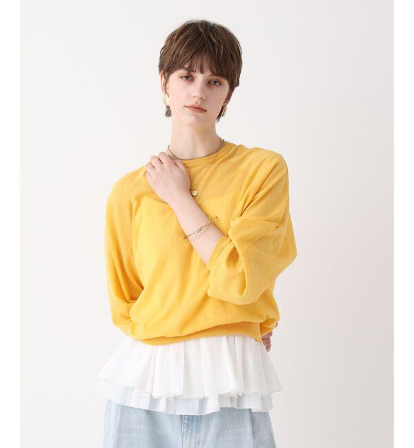 allureville「【ATELIER Line】コットンシアープルオーバー」|ニット・セーター|イエロー