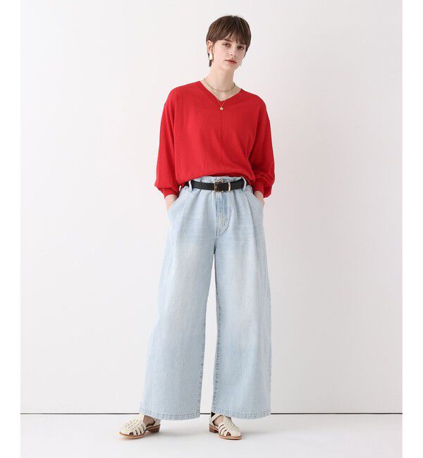 allureville「コットンシルクVネックプルオーバー」|ニット・セーター|