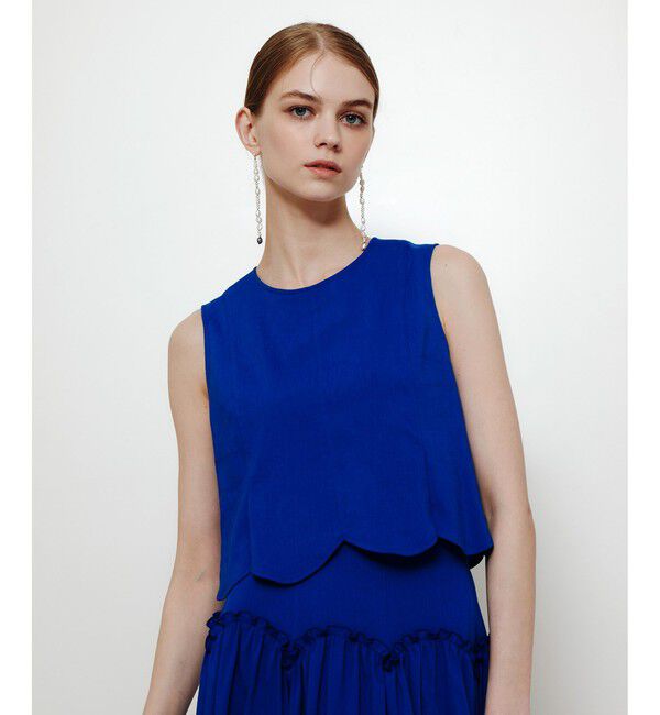 LOULOU WILLOUGHBY「【LOULOU WILLOUGHBY】コットンリネンスカラップヘムブラウス」|シャツ・ブラウス|