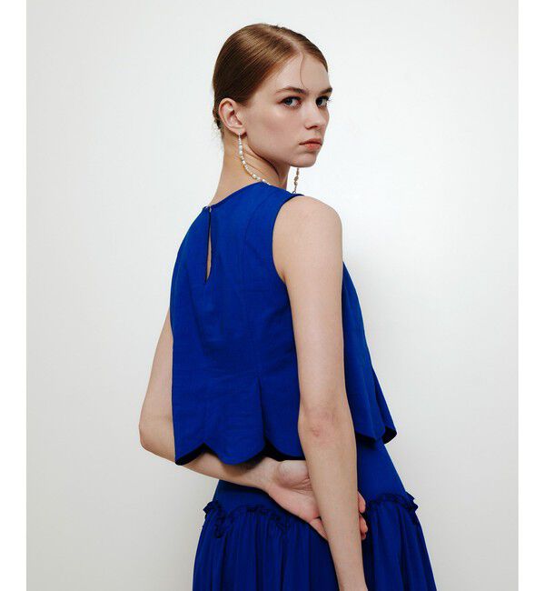 LOULOU WILLOUGHBY「【LOULOU WILLOUGHBY】コットンリネンスカラップヘムブラウス」|シャツ・ブラウス|