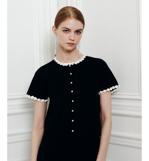 LOULOU WILLOUGHBY「【LOULOU WILLOUGHBY】クロッシェフラワージャケットカーディガン」|カーディガン|