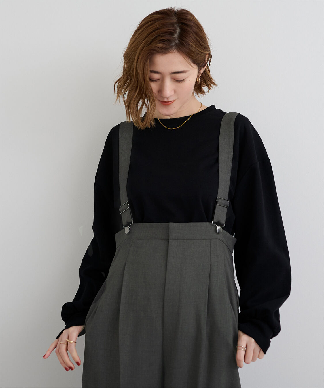 ur's「センタープレスダブルサロペットパンツ」|オールインワン|