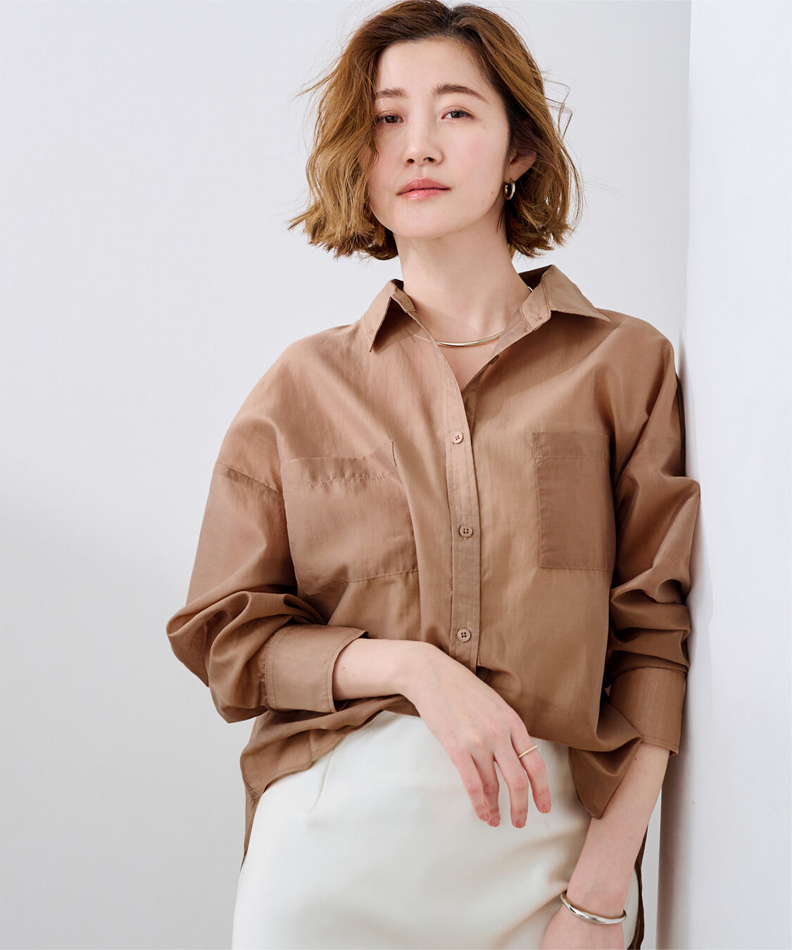 ur's「ダブルポケットシアーシャツ」|シャツ・ブラウス|ベージュ