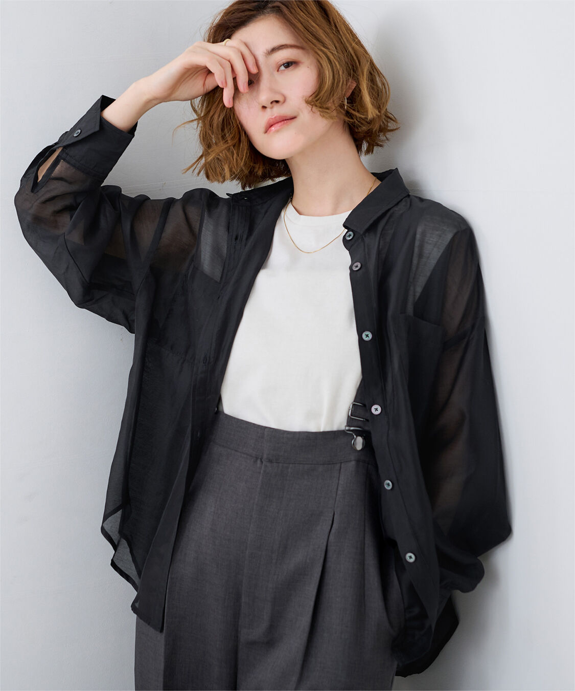 ur's「ダブルポケットシアーシャツ」|シャツ・ブラウス|ブラック