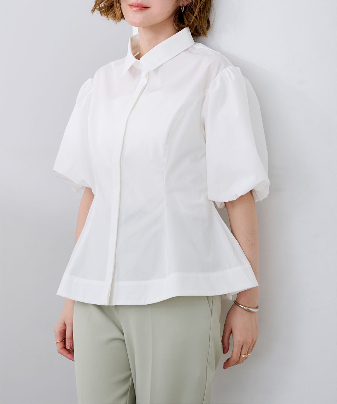 ur's「バルーンスリーブウエストシェイプブラウス」|シャツ・ブラウス|ホワイト
