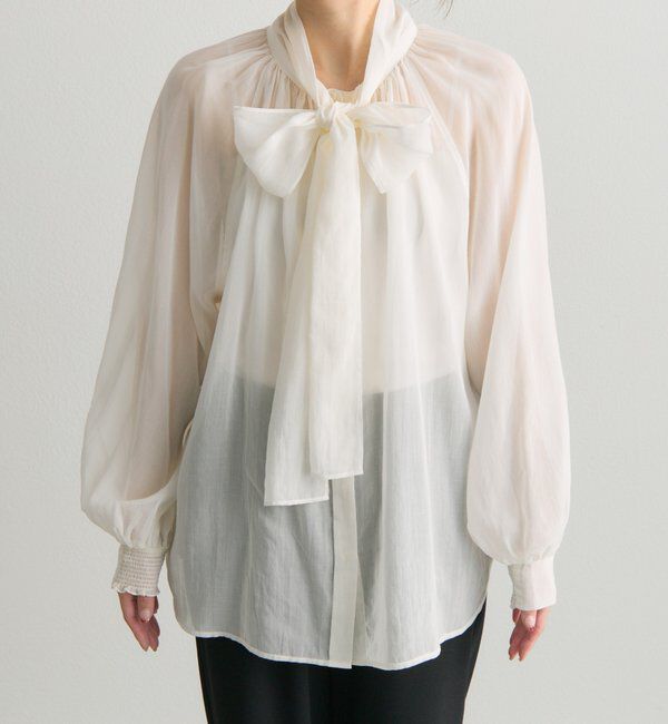  「シアーリボンタイ2WAYブラウス」|シャツ・ブラウス|