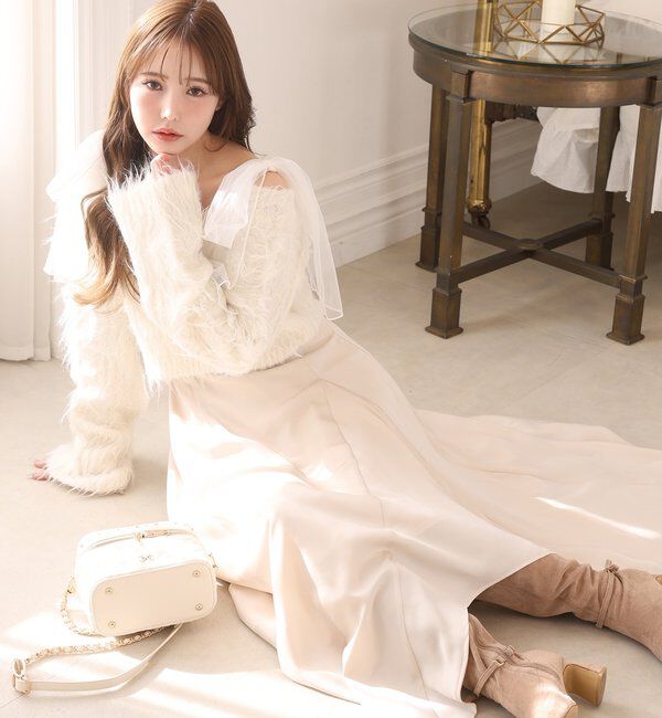  「肩リボンニットセットワンピース」|ワンピース|