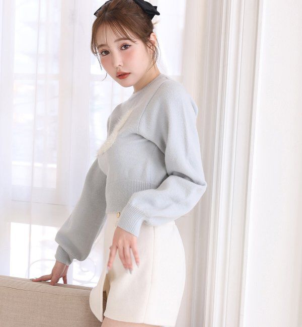  「金ボタン付スタイルアップスカショーパン」|スカート|