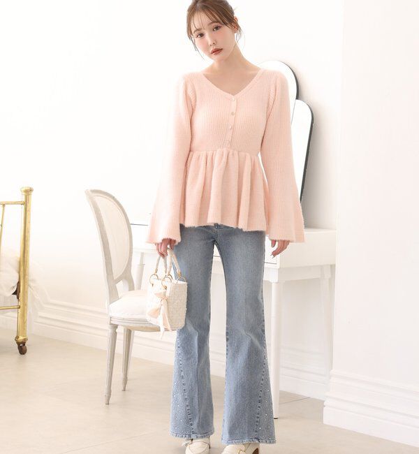  「サイドビジューフレアーデニム」|その他|