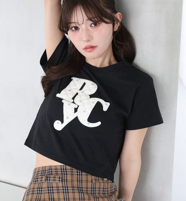  「ビジュー付ロゴアソートサスティナブルTシャツ」|プルオーバー|