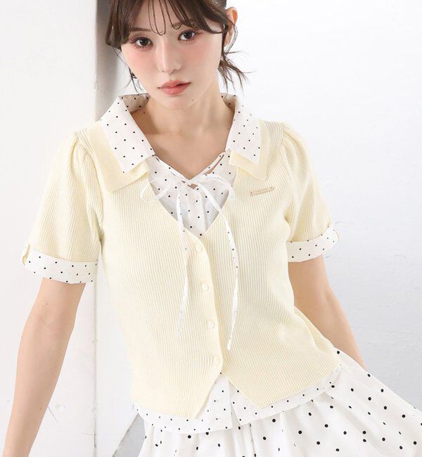  「シャツドッキング半袖ニット」|ニット・セーター|