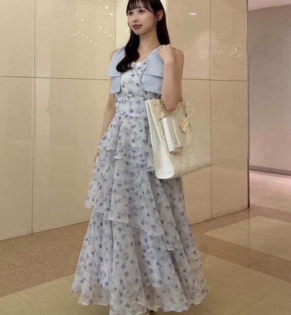  「【LouLoumei】肩リボンティアードロングワンピース」|その他|