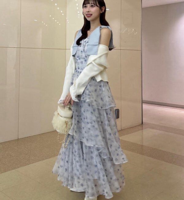  「【LouLoumei】肩リボンティアードロングワンピース」|その他|