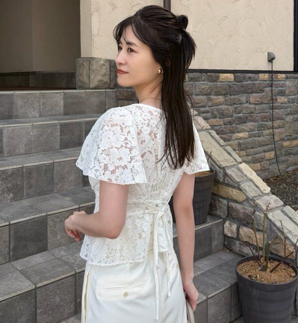  「【megumi企画】後ろレースアップスタイルアップブラウス」|シャツ・ブラウス|