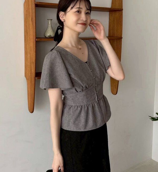  「【megumi企画】後ろレースアップスタイルアップブラウス」|シャツ・ブラウス|