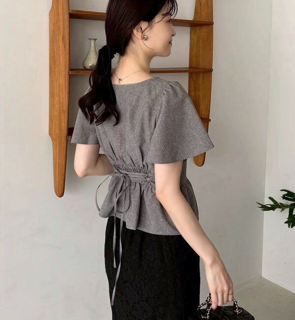  「【megumi企画】後ろレースアップスタイルアップブラウス」|シャツ・ブラウス|