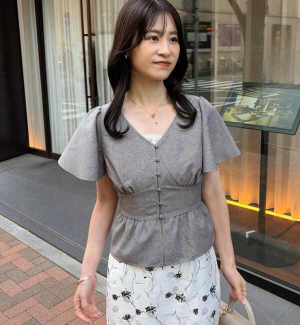  「【megumi企画】後ろレースアップスタイルアップブラウス」|シャツ・ブラウス|