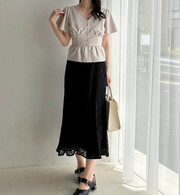  「【megumi企画】後ろレースアップスタイルアップブラウス」|シャツ・ブラウス|