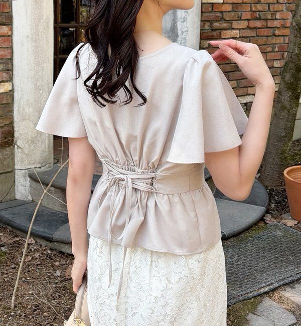  「【megumi企画】後ろレースアップスタイルアップブラウス」|シャツ・ブラウス|