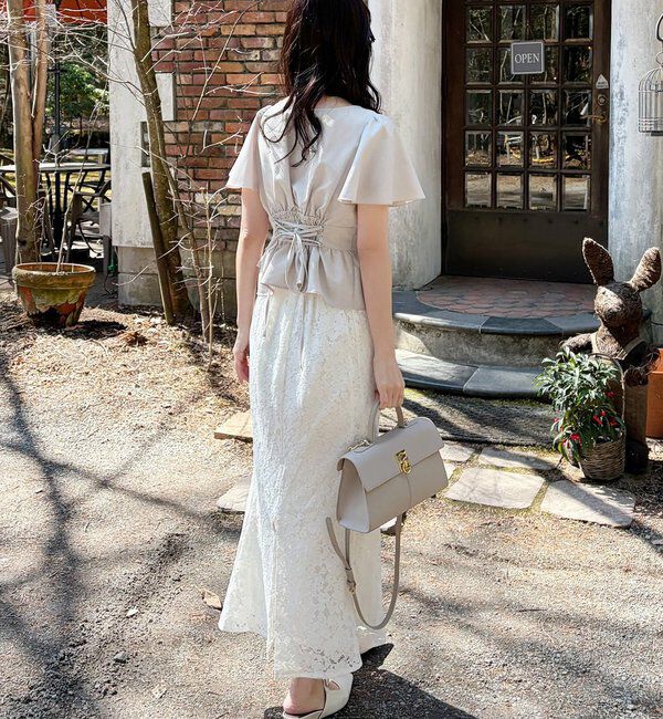  「【megumi企画】後ろレースアップスタイルアップブラウス」|シャツ・ブラウス|