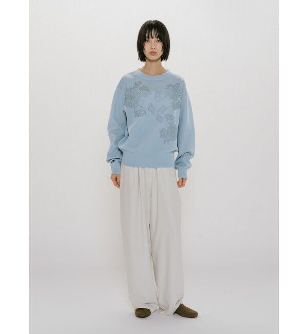 MIDIUMISOLID「MIDIUMISOLID for Ladies フラワージャカードプルオーバー」|ニット・セーター|