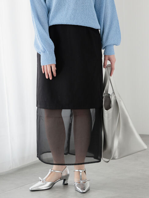 Te chichi TERRASSE「シアーレイヤードセットスカート《2025spring catalog item》」|スカート|ブラック