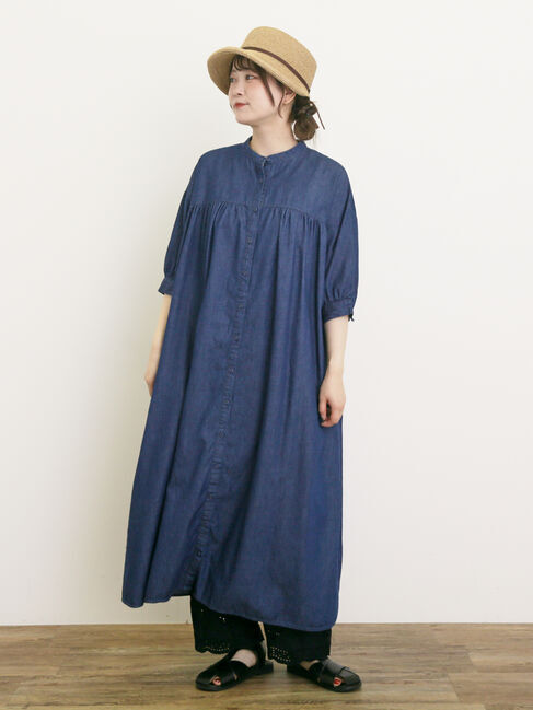 Samansa Mos2「【接触冷感】シャツワンピース ≪S/Mサイズ≫」|ワンピース|ネイビー