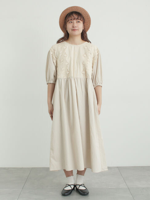 Samansa Mos2「胸元レース貼りワンピース」|ワンピース|