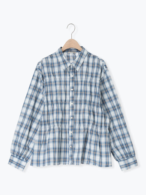 Samansa Mos2「シャーリングシャツ」|シャツ・ブラウス|チェック