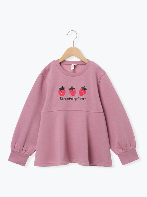 Samansa Mos2 Lagom「いちごさがら刺繍裏起毛トレーナー」|Tシャツ・カットソー|