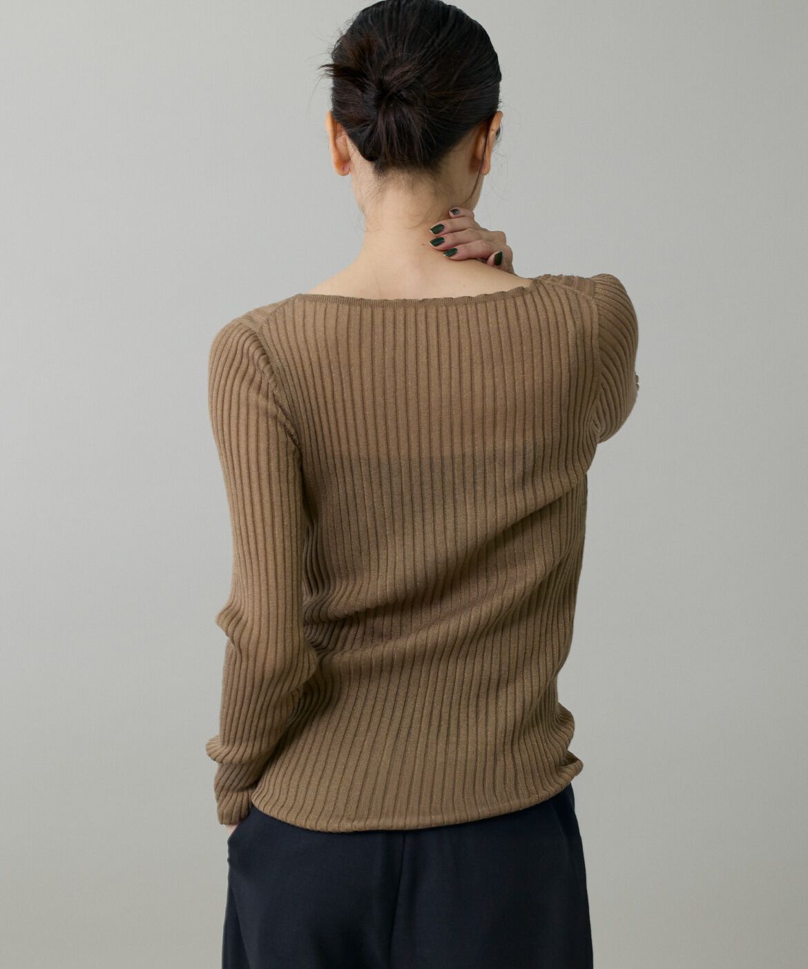 INED「ワイドリブボートネックニット」|ニット・セーター|
