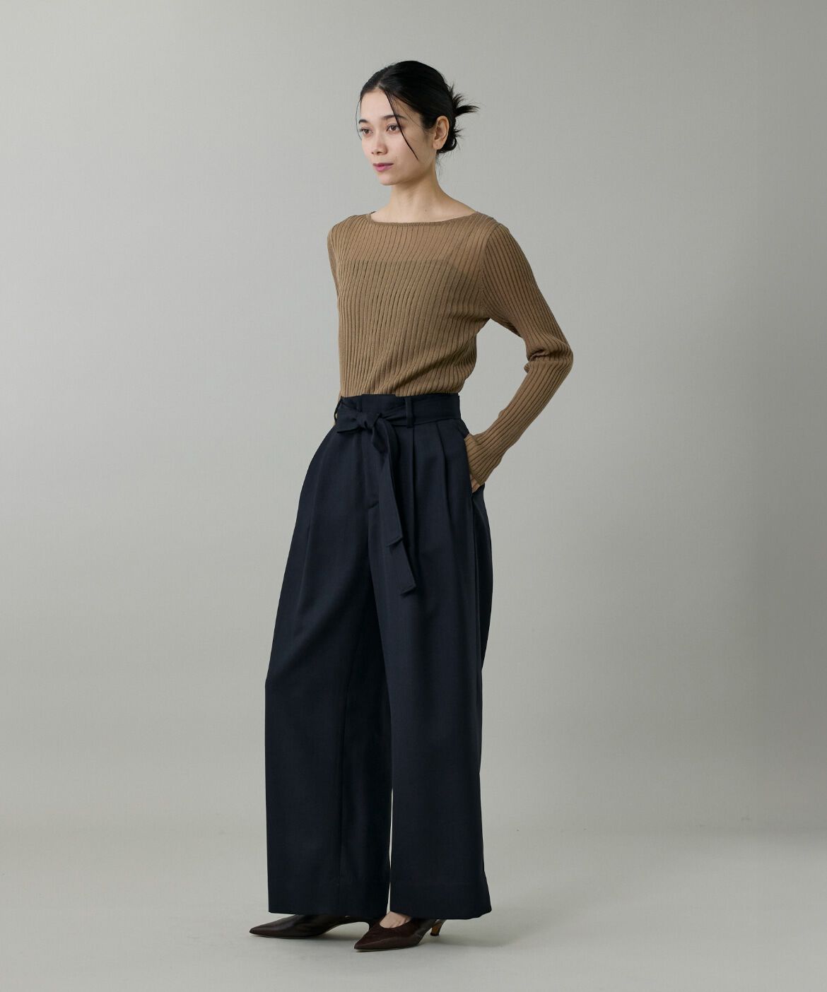 INED「ワイドリブボートネックニット」|ニット・セーター|