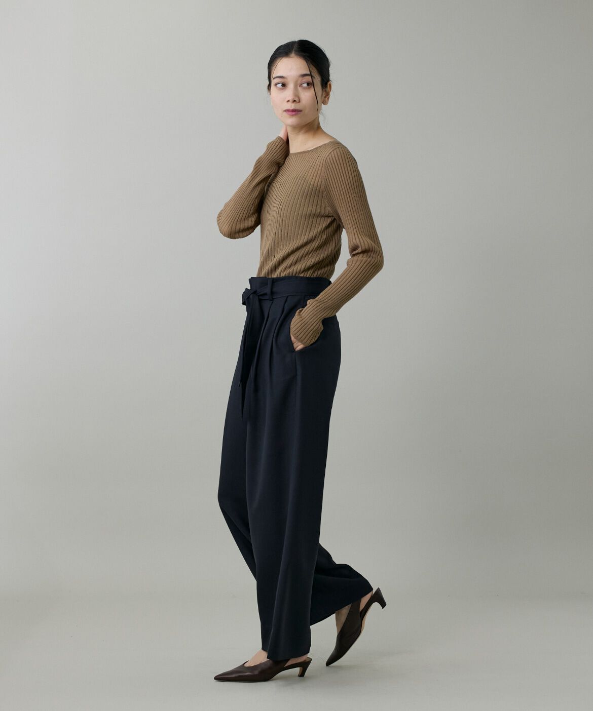 INED「ワイドリブボートネックニット」|ニット・セーター|