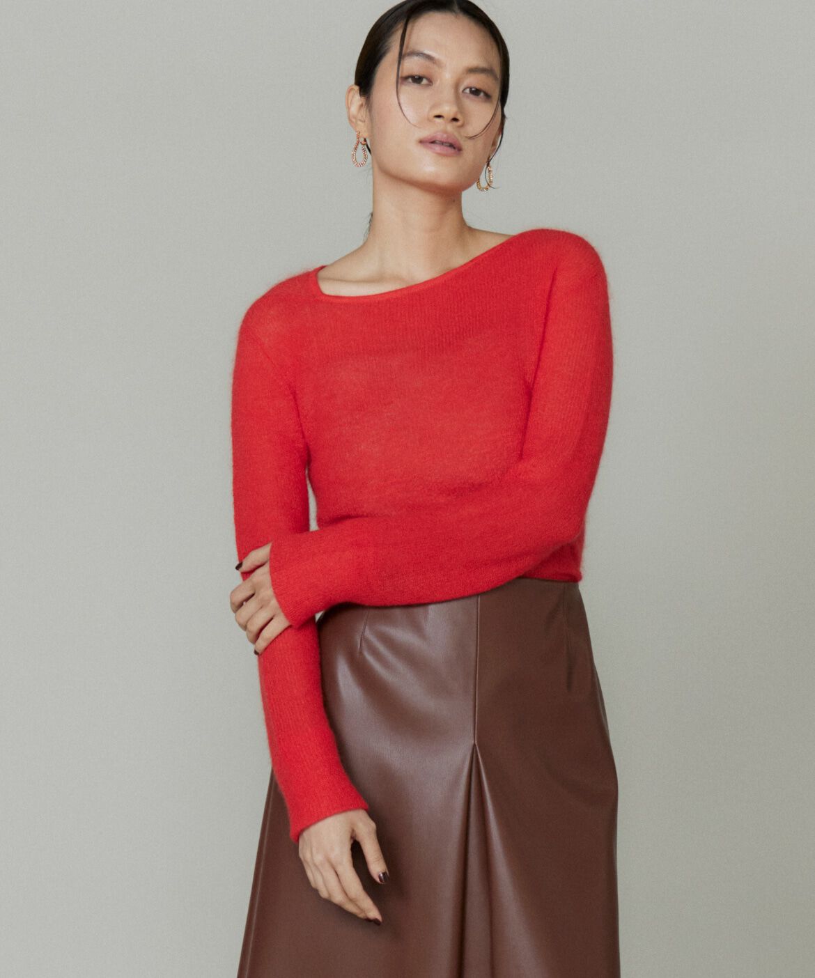 la veille by SUPERIOR CLOSET「シアーモヘアプルオーバー」|ニット・セーター|オレンジ1