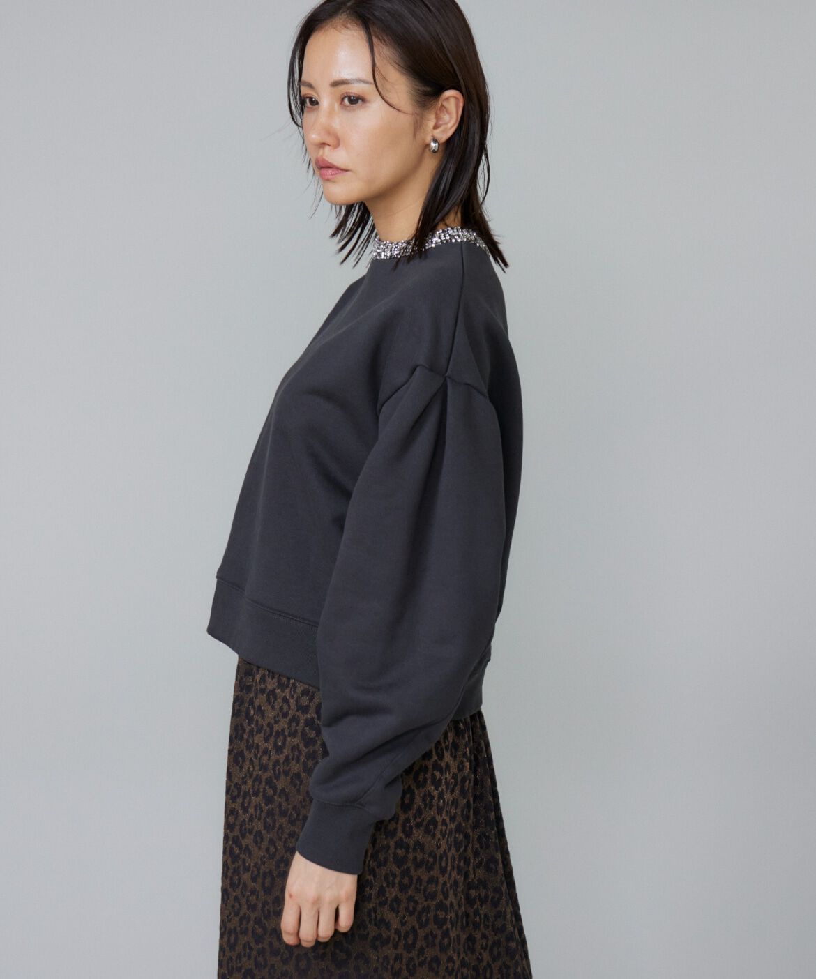 Le Souk「ビジュー衿裏毛プルオーバー」|スウェット・ジャージ|