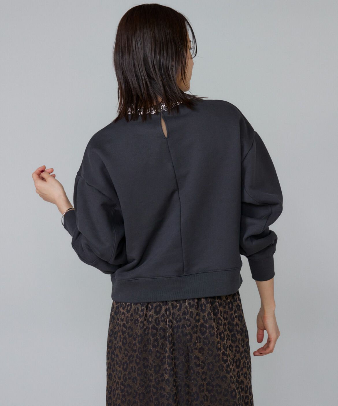 Le Souk「ビジュー衿裏毛プルオーバー」|スウェット・ジャージ|