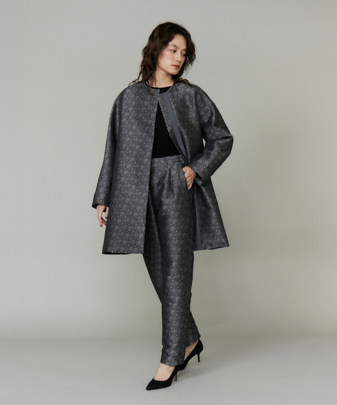 la veille by SUPERIOR CLOSET「ノーカラーAラインコート」|ピーコート|