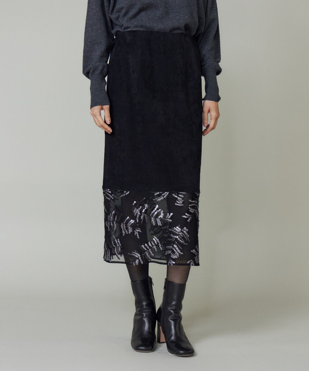 la veille by SUPERIOR CLOSET「《大きいサイズ》ベルベットスカート」|タイト|