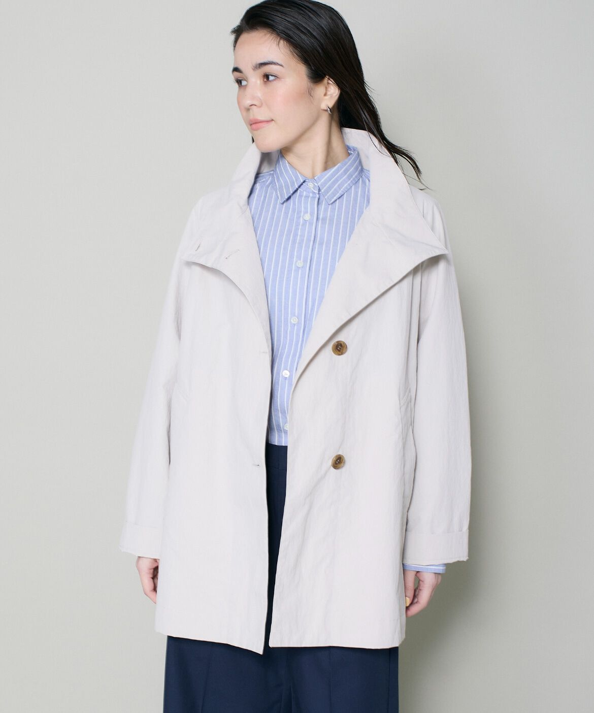 DAY by DAY it&rsquo;s international「ナイロンスタンドカラーテントコート」|ピーコート|グレーベージ 3