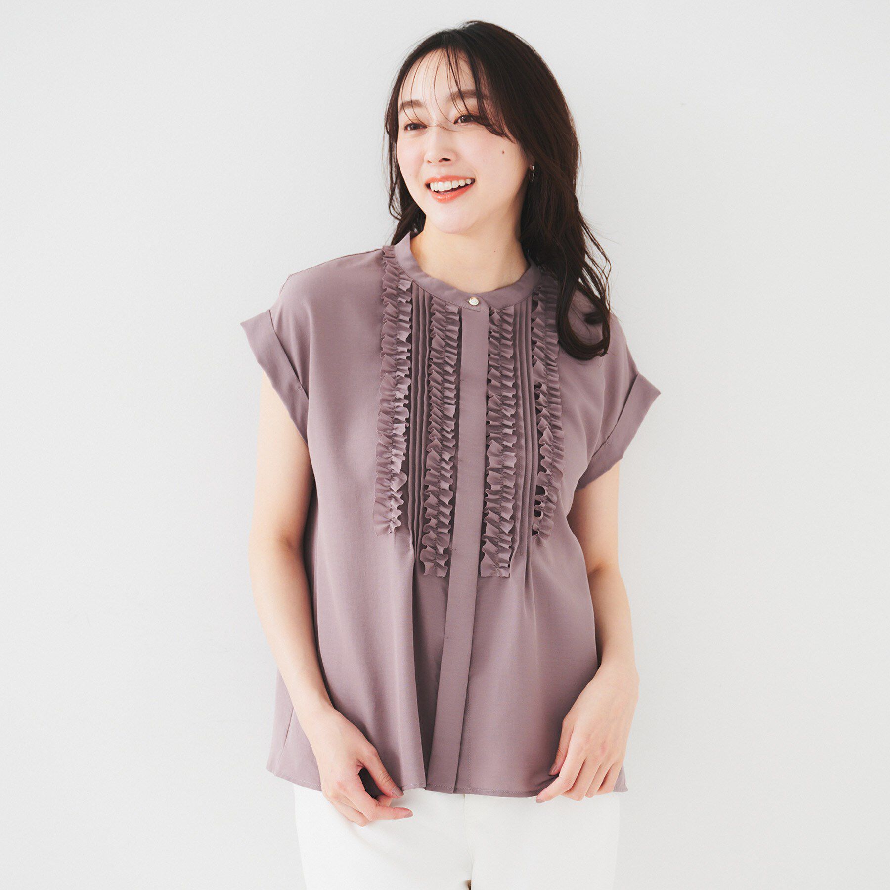 UNTITLED「【吸水速乾/UVケア】フィブリルフリルブラウス」|シャツ・ブラウス|